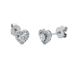 Ohrstecker Herzen aus 585 Weißgold 32 Diamanten 0,34ct TW-SI 5,9x6,2mm