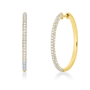 Pavé Creolen aus 750 Gold Gelbgold 164 Brillanten 1,17ct TW-SI 29,6x2,3mm Pavé Creolen aus 750 Gold Gelbgold 164 Brillanten 1,17ct TW-SI 29,6x2,3mm