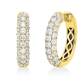 Pavé Creolen aus 750 Gold Gelbgold 56 Diamanten 2,06ct TW-SI 20x4,4mm