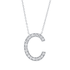 Collier Buchstabe C aus 750 Weißgold 19 Brillanten 0,36ct TW-SI L:43,2cm