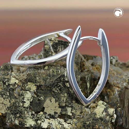 Ohrring Creole Klappscharnier 21x12mm spitzoval glänzend 925 Silber