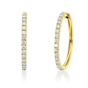 Creolen aus 750 Gold Gelbgold 32 Brillanten 1,28ct TW-SI 30x2,5mm