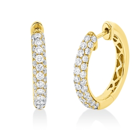 Pavé Creolen aus 750 Gold Gelbgold 72 Brillanten 1,27ct TW-SI 19,7x2,8mm