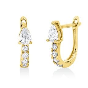 Creolen aus 750 Gold Gelbgold 10 Diamanten 0,62ct 13x3,8mm