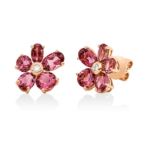 Ohrstecker 750 Rotgold 10 Turmaline 4ct pink 2 Brillanten 0,04ct TW-SI 12,1x11,5mm Ohrstecker 750 Rotgold 10 Turmaline 4ct pink 2 Brillanten 0,04ct TW-SI 12,1x11,5mm