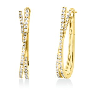 Creolen aus 750 Gold Gelbgold 82 Brillanten 0,65ct I-SI 32,4x4,7mm