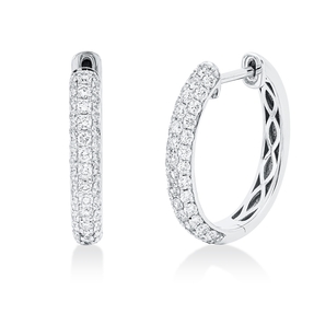 Pavé Creolen aus 750 Weißgold 80 Brillanten 0,97ct TW-SI 19,7x3,2mm