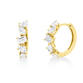 Creolen aus 750 Gold Gelbgold 10 Diamanten 1,59ct TW-SI 16,4x4,7mm