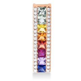 Anhänger aus 750 Rotgold 8 Saphire 0,87ct mehrfarbig 36 Brillanten 0,14ct TW-SI
