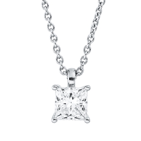 Solitaire Collier aus 750 Weißgold Diamant Prinzess-Schliff 0,33ct D-VSI L:45cm