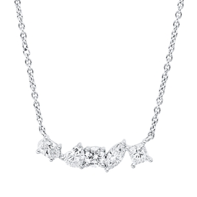 Collier aus 750 Weißgold 5 Diamanten Fanatsy-Schliff 0,48ct TW-VSI/SI L:45,7cm
