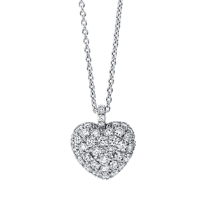 Collier Herz aus 750 Gold Weißgold 52 Brillanten 0,74ct TW-VSI/SI L:45cm