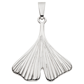 Anhänger Ginko Ginkgoblatt aus 925 Silber rhodiniert mattiert 22x18,9mm