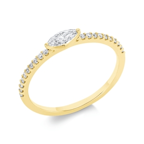 Ring aus 750 Gelbgold 21 Diamanten 0,36ct TW-SI B:2,7mm Fassung rhodiniert