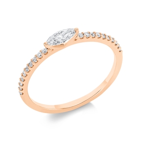 Ring aus 750 Rotgold 21 Diamanten 0,34ct TW-SI B:2,7mm Fassung rhodiniert