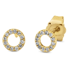 Ohrstecker Kreis 750 Gelbgold 24 Brillanten 0,08ct TW-SI Ø5mm Fassung rhodiniert