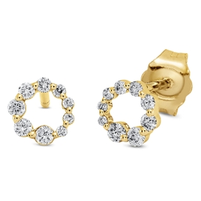 Ohrstecker Kreis 750 Gelbgold 18 Brillanten 0,21ct TW-SI Ø5,8mm Fassung rhodiniert