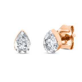 Solitaire Ohrstecker Tropfen 750 Rotgold 2 Diamanten Tropfen-Schliff 0,5ct TW-SI