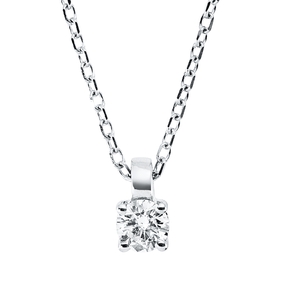 Solitaire Collier aus 750 Gold Weißgold Brillant 0,1ct TW-SI L:45cm 4er-Krappe Solitaire Collier aus 750 Gold Weißgold Brillant 0,1ct TW-SI L:45cm 4er-Krappe