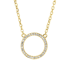 Collier Kreis aus 750 Gold Gelbgold 33 Diamanten 0,05ct TW-SI L:45cm