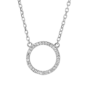 Collier Kreis aus 750 Gold Weißgold 33 Diamanten 0,05ct TW-SI L:45cm