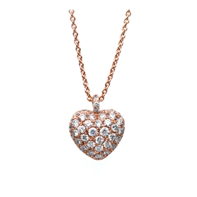 Collier Herz aus 750 Gold Rotgold 52 Brillanten 0,71ct TW-VSI/SI L:41cm