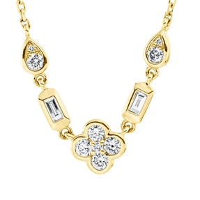 Collier aus 750 Gold Gelbgold 11 Diamanten 0,33ct L:45,7cm