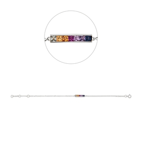 Armband aus 750 Gold Weißgold 7 Saphire 0,43ct mehrfarbig B:3mm L:17,8cm