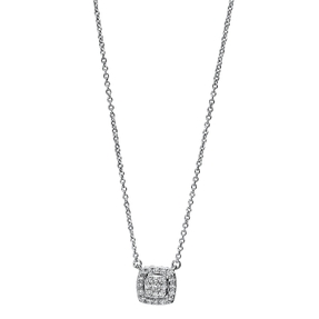 Collier aus 750 Gold Weißgold 25 Brillanten 0,15ct TW-SI L:45,7cm