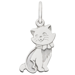 Kinder Anhänger Katze aus 925 Silber rhodiniert teilmattiert 12,8x6,7mm