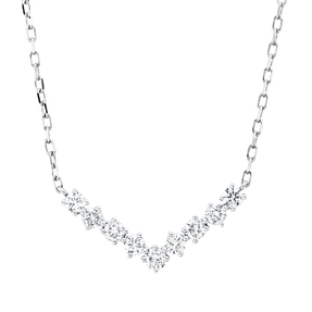 Collier aus 750 Gold Weißgold 9 Brillanten 0,35ct TW-PI L:45,7cm
