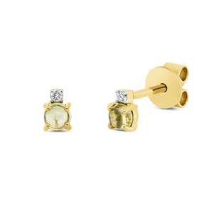 Ohrstecker 750 Gelbgold 2 Peridote 0,31ct grün 2 Brillanten 0,02ct TW-SI 4,7x3,1mm