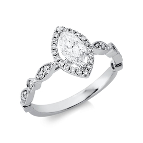 Ring aus 750 Gold Weißgold 33 Diamanten 0,67ct TW-SI B:12,1mm