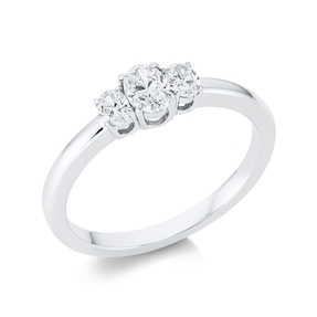 Ring aus 750 Gold Weißgold 3 Diamanten 0,45ct TW-SI B:4,8mm