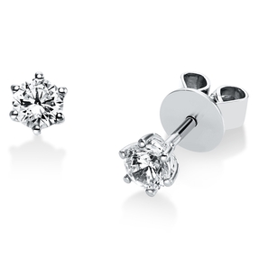 Solitaire Ohrstecker aus 585 Weißgold 2 Brillanten 0,4ct TW-SI Ø4,6mm 6er-Krappe