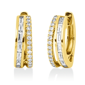 Creolen aus 750 Gold Gelbgold 42 Diamanten 0,4ct TW-PI 13,2x4,3mm