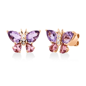Ohrstecker 750 Rotgold 8 Turmaline 3,5ct pink 6 Brillanten 0,05ct TW-SI 10,4x14,8mm Ohrstecker 750 Rotgold 8 Turmaline 3,5ct pink 6 Brillanten 0,05ct TW-SI 10,4x14,8mm