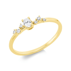 Ring aus 750 Gold Gelbgold 7 Diamanten 0,16ct TW-SI B:3,6mm