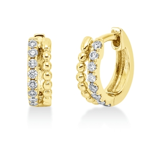 Creolen aus 750 Gold Gelbgold 16 Brillanten 0,14ct W-SI 9,6x3mm