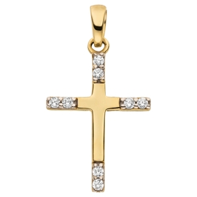 Anhänger Kreuz aus 333 Gold Gelbgold teilrhodiniert 8 Zirkonia 17,2x11,1mm Anhänger Kreuz aus 333 Gold Gelbgold teilrhodiniert 8 Zirkonia 17,2x11,1mm