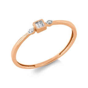 Ring aus 750 Rotgold 4 Diamanten 0,08ct TW-SI B:2,9mm Fassung rhodiniert
