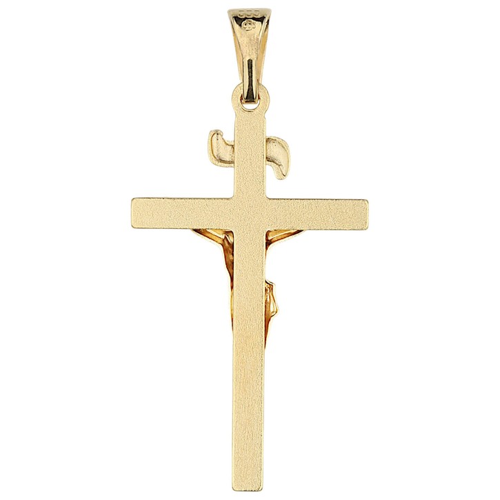 Anhänger Kreuz mit Jesus aus 333 Gelbgold 26x15mm Korpus INRI