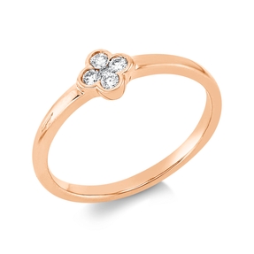 Ring aus 750 Gold Rotgold 5 Brillanten 0,1ct TW-SI B:5,3mm