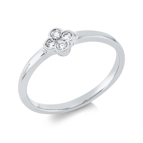 Ring aus 750 Gold Weißgold 5 Brillanten 0,1ct TW-SI B:5,3mm