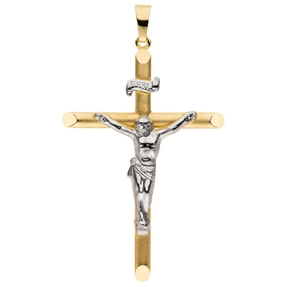 Anhänger Kreuz mit Jesus 333 Gelbgold bicolor teilmattiert 38x25mm Korpus INRI Anhänger Kreuz mit Jesus 333 Gelbgold bicolor teilmattiert 38x25mm Korpus INRI