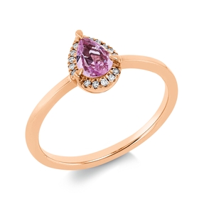 Ring aus 750 Rotgold Saphir 0,32ct pink 15 Diamanten 0,04ct TW-SI B:8mm 3er-Krappe Ring aus 750 Rotgold Saphir 0,32ct pink 15 Diamanten 0,04ct TW-SI B:8mm 3er-Krappe