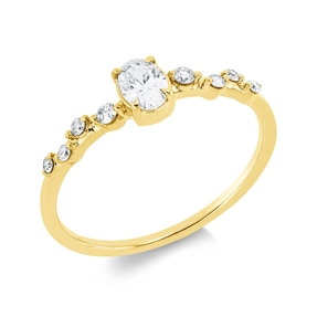 Ring aus 750 Gold Gelbgold 9 Diamanten 0,33ct TW-SI B:4,6mm