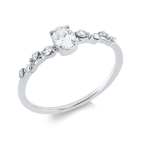 Ring aus 750 Gold Weißgold 9 Diamanten 0,33ct TW-SI B:4,6mm