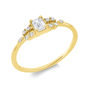 Ring aus 750 Gold Gelbgold 11 Diamanten 0,32ct TW-SI B:4,5mm