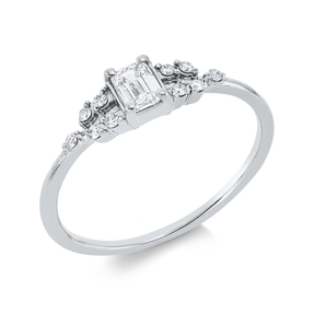 Ring aus 750 Gold Weißgold 11 Diamanten 0,32ct TW-SI B:4,5mm